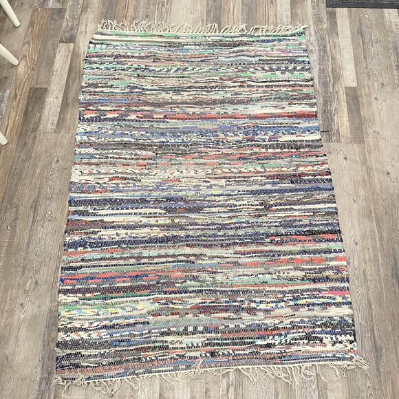 Boho Rag Colorful Rug Chindi Multi Color Rag Rug Living Room Rug Runner 42x61 - Picture 2 of 4